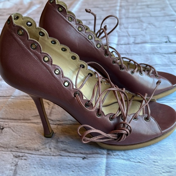Jimmy Choo Shoes - Jimmy Choo Mauve Leather Strappy High Heel Size 37